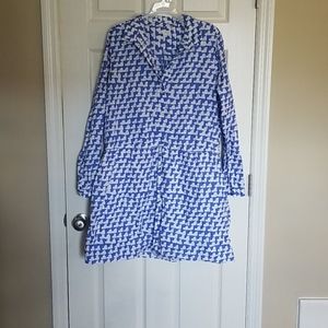 Blue and white dress